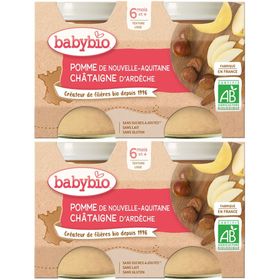 BABYBIO Petits pots Pommes de Nouvelle-Aquitaine et Châtaigne d'Ardèche