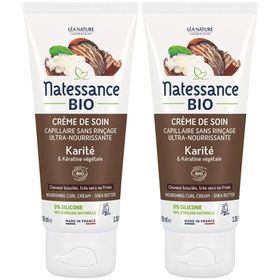 Natessance Crème Sans Rinçage Karité Bio et Kératine Végétale Cheveux Bouclés