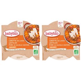 Babybio CASSOLETTE DE CAROTTE DES LANDES LENTILLES PORC DE NOUVELLE-AQUITAINE AU CUMIN dès 15 mois