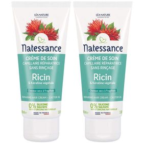 Natessance Crème Soin Sans Rinçage Ricin et Kératine Végétale Cheveux Abîmés