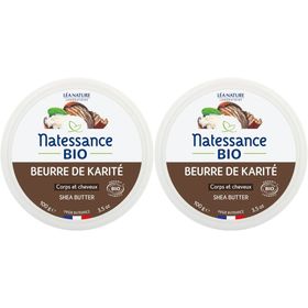 Natessance Beurre de Karité Bio 100 % Pur Sans Parfum Visage Corps Cheveux