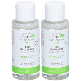 Alphanova Bébé Reinigungswasser für Gesicht, Körper und Sitz mit Bio-Aloe Vera