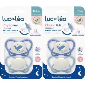 LUC ET LEA Physiologisches Schnuller-Duo für die Nacht - Walfisch