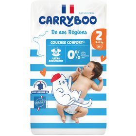 CARRYBOO - Couches Ultra-Absorbantes 12h Anti-Fuite - T2 (3-6kg) x50