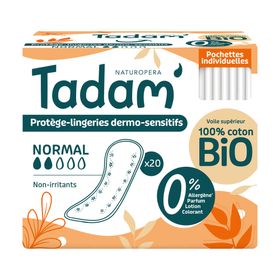 TADAM' – Hautfreundliche Slipeinlagen aus Bio-Baumwolle – Normalformat, Pocket-Packung, 20 Stück