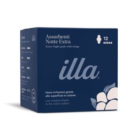 Illa® Care Serviettes hygièniques de nuit Extra avec ailettes
