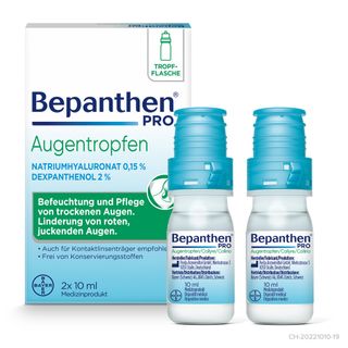 Bepanthen Pro Augentropfen 2 x 10 ml – Ohne Konservierungsstoffe, für trockene Augen