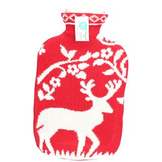 SÄNGER Wärmflasche 2L Strickbezug Hirschrot