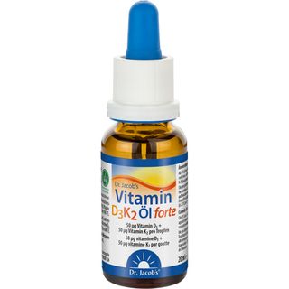 Dr. Jacob's Huile de vitamine D3K2 forte 2000 UI/50 µg D3+K2 hautement dosées