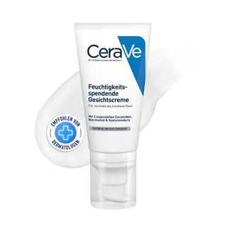 CeraVe Feuchtigkeitsspendende Gesichtscreme: hydratisierende Gesichtspflege mit Hyaluron, Niacinamid und Ceramiden für normale bis trockene Haut