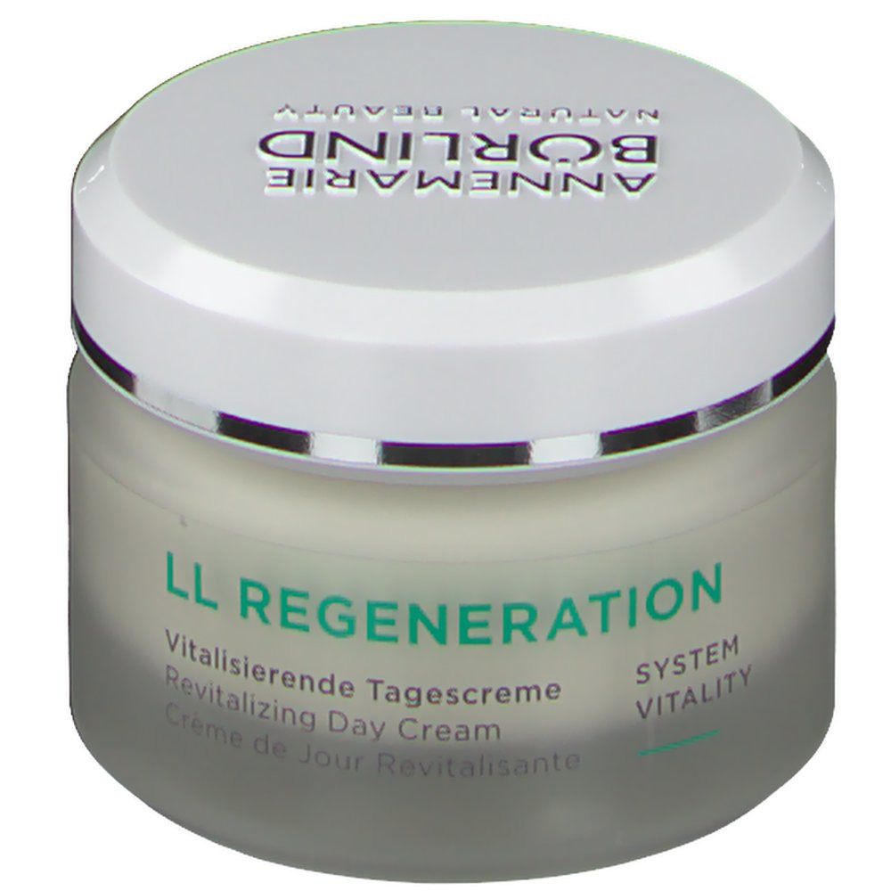 Creme-Tiegel mit weißem Deckel. Auf dem Tiegel steht "ANNEMARIE BÖRLIND NATURAL BEAUTY".