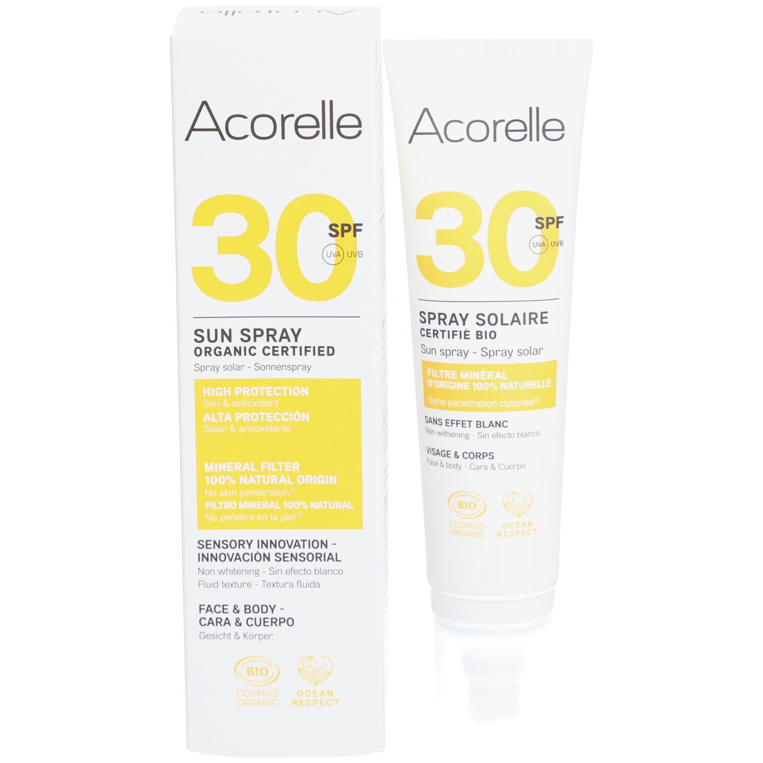 Acorelle Nature Sun Spray Solaire Certifié BIO SPF30