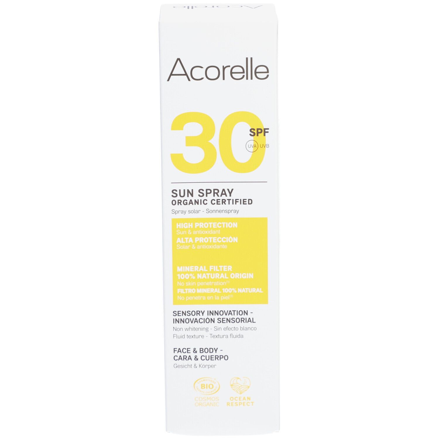 Acorelle Nature Sun Spray Solaire Certifié BIO SPF30