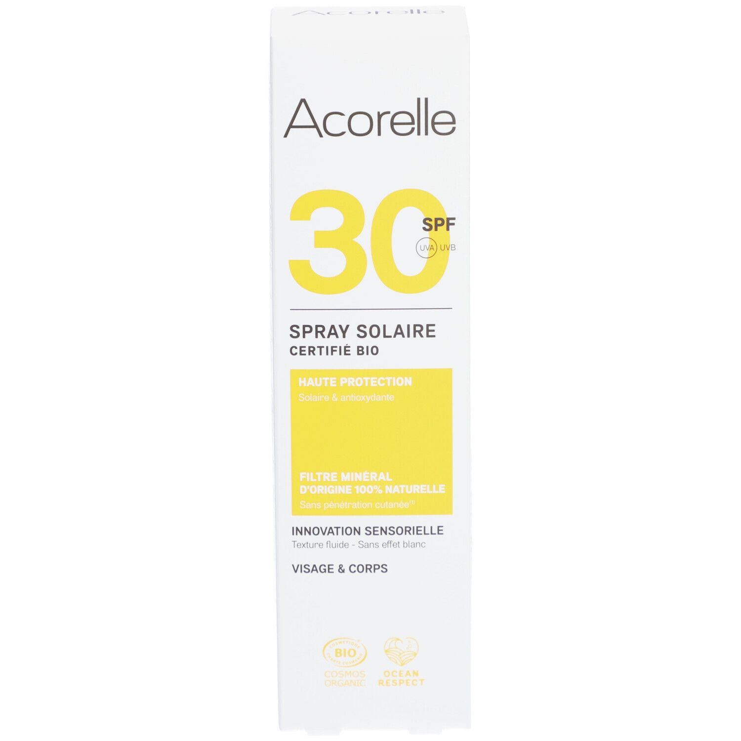 Acorelle Nature Sun Spray Solaire Certifié BIO SPF30