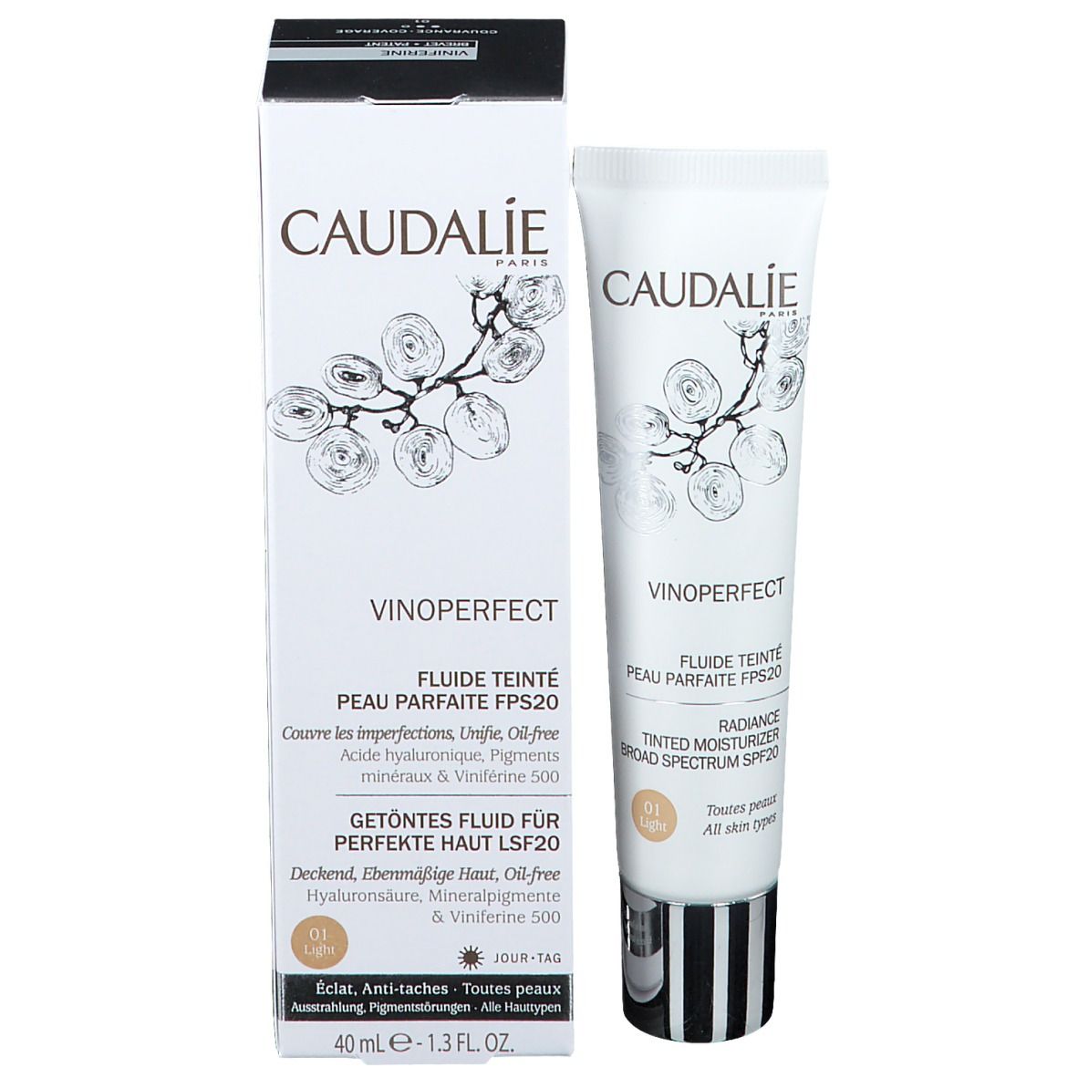 CAUDALIE Fluide teinté pour une peau parfaite Lumière SPF20