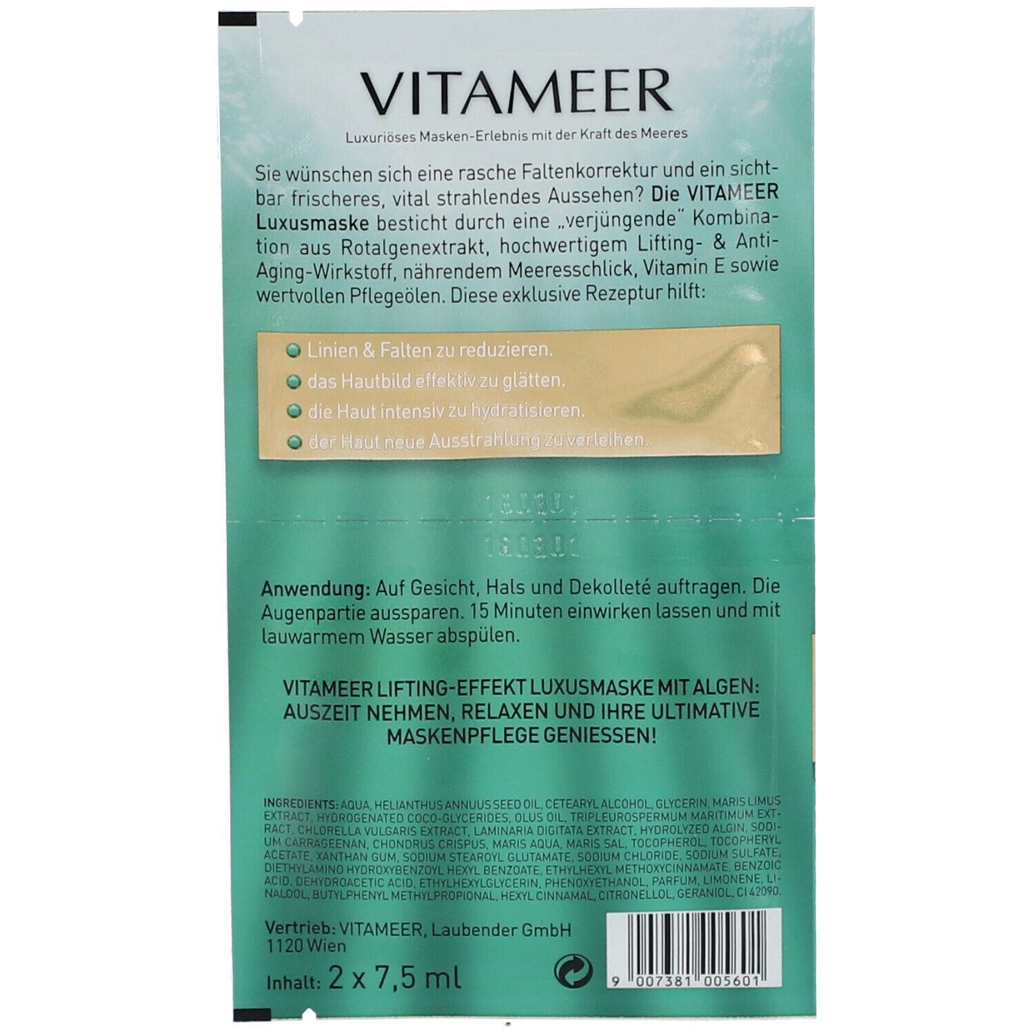 VITAMEER Lifting-Effet Masque de luxe