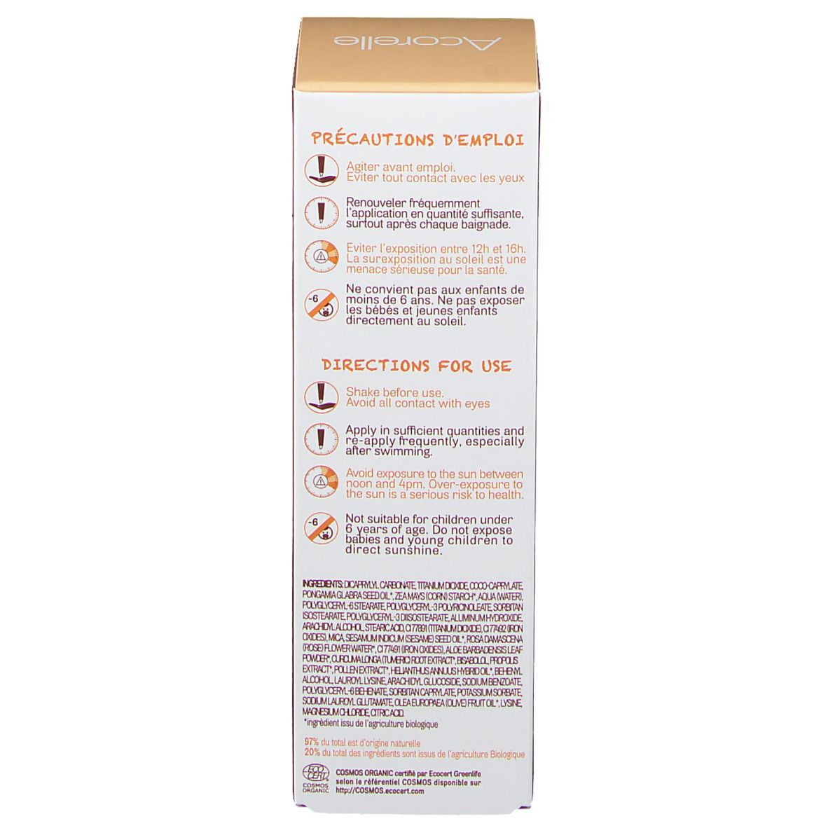 Acorelle Crème Solaire Teintée SPF 50 light