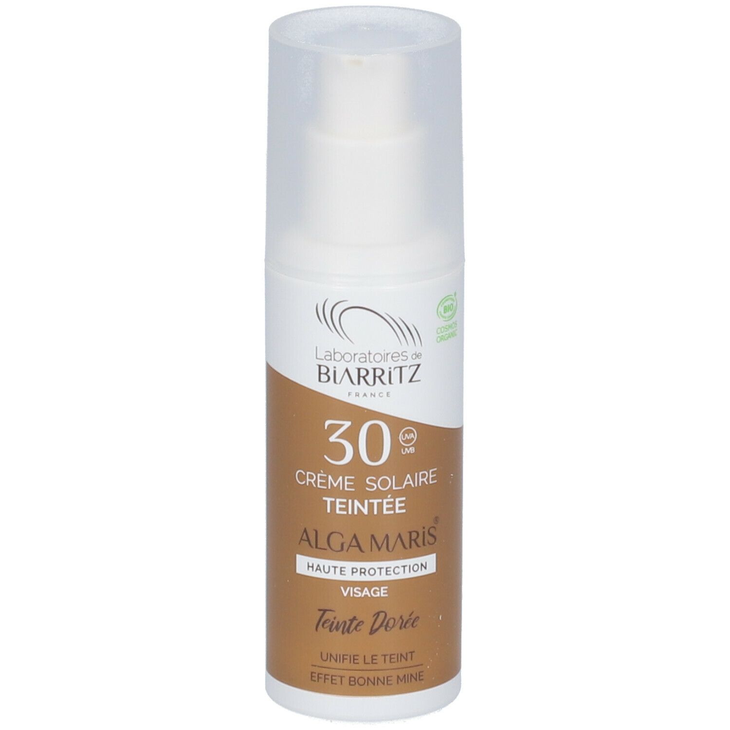 Laboratoires de BIARRITZ ALGA MARIS Crème Solaire Visage Teintée SPF30 Bio Dorée