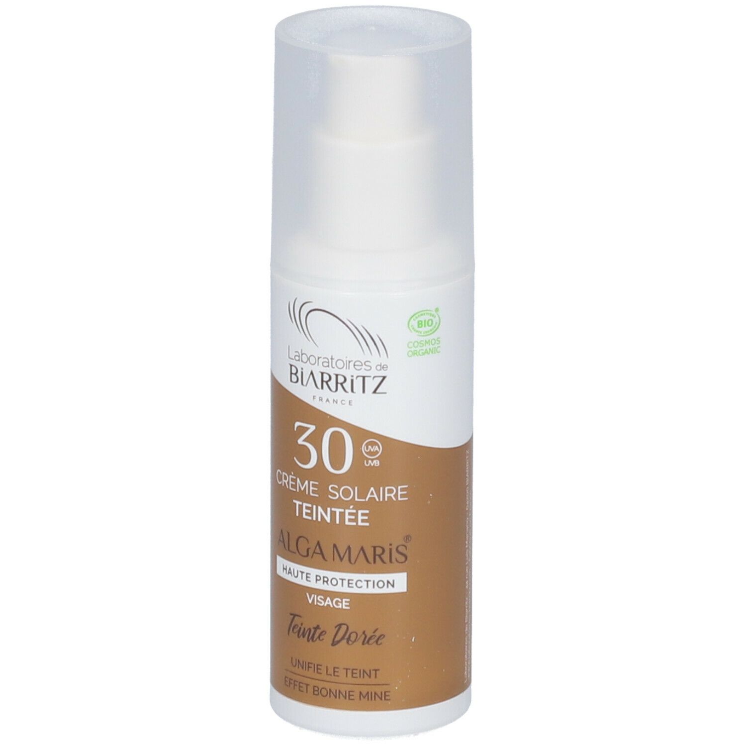 Laboratoires de BIARRITZ ALGA MARIS Crème Solaire Visage Teintée SPF30 Bio Dorée