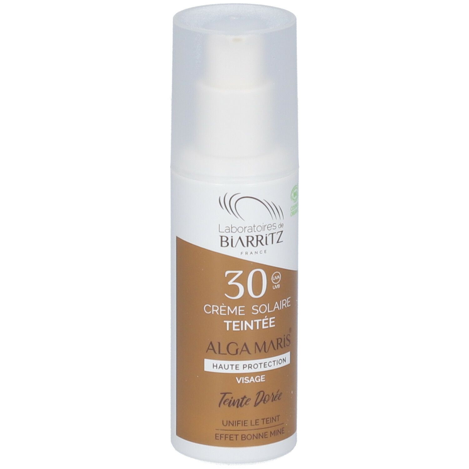 Laboratoires de BIARRITZ ALGA MARIS Crème Solaire Visage Teintée SPF30 Bio Dorée