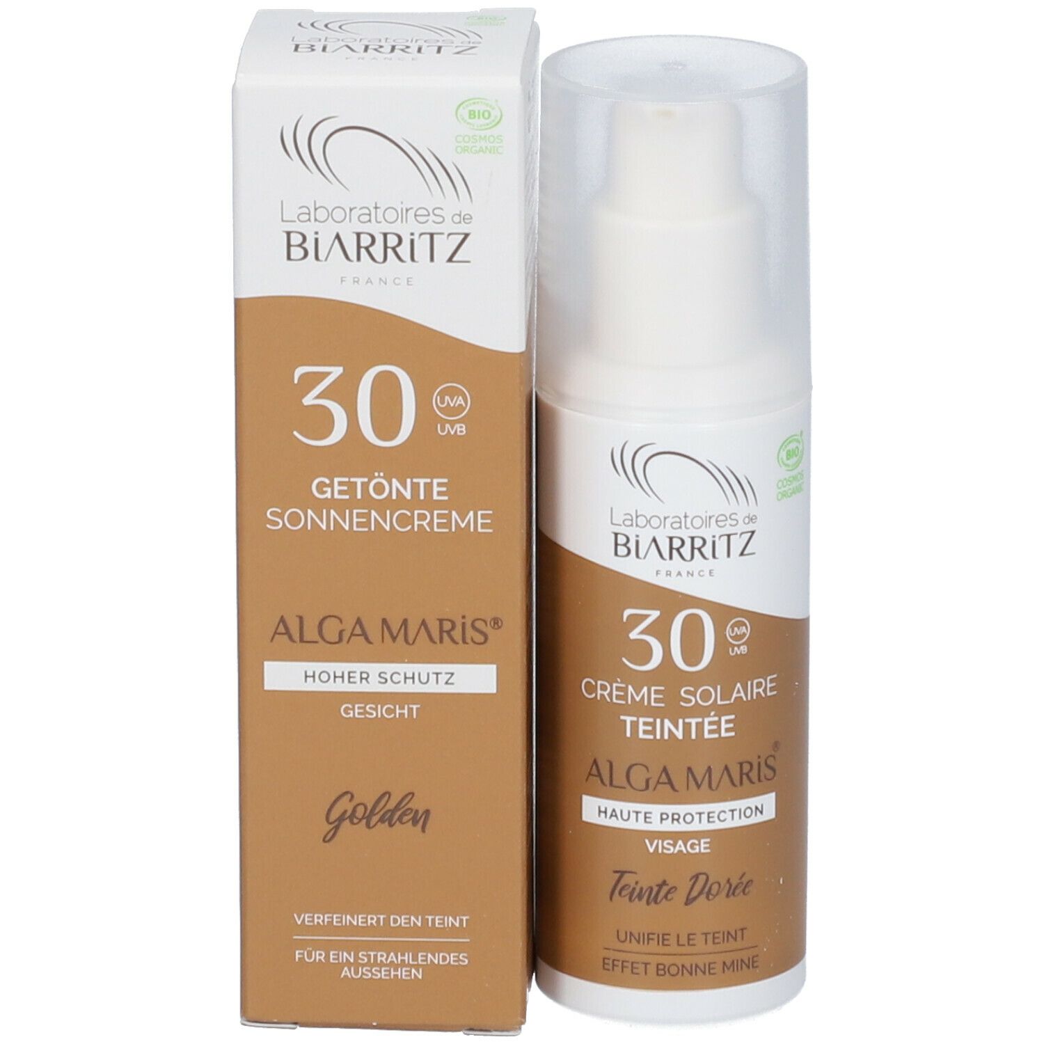 Laboratoires de BIARRITZ ALGA MARIS Crème Solaire Visage Teintée SPF30 Bio Dorée