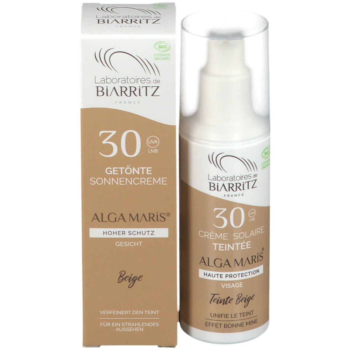 Laboratoires de BIARRITZ ALGA MARIS® Crème Solaire Visage Teintée SPF30 Bio Claire