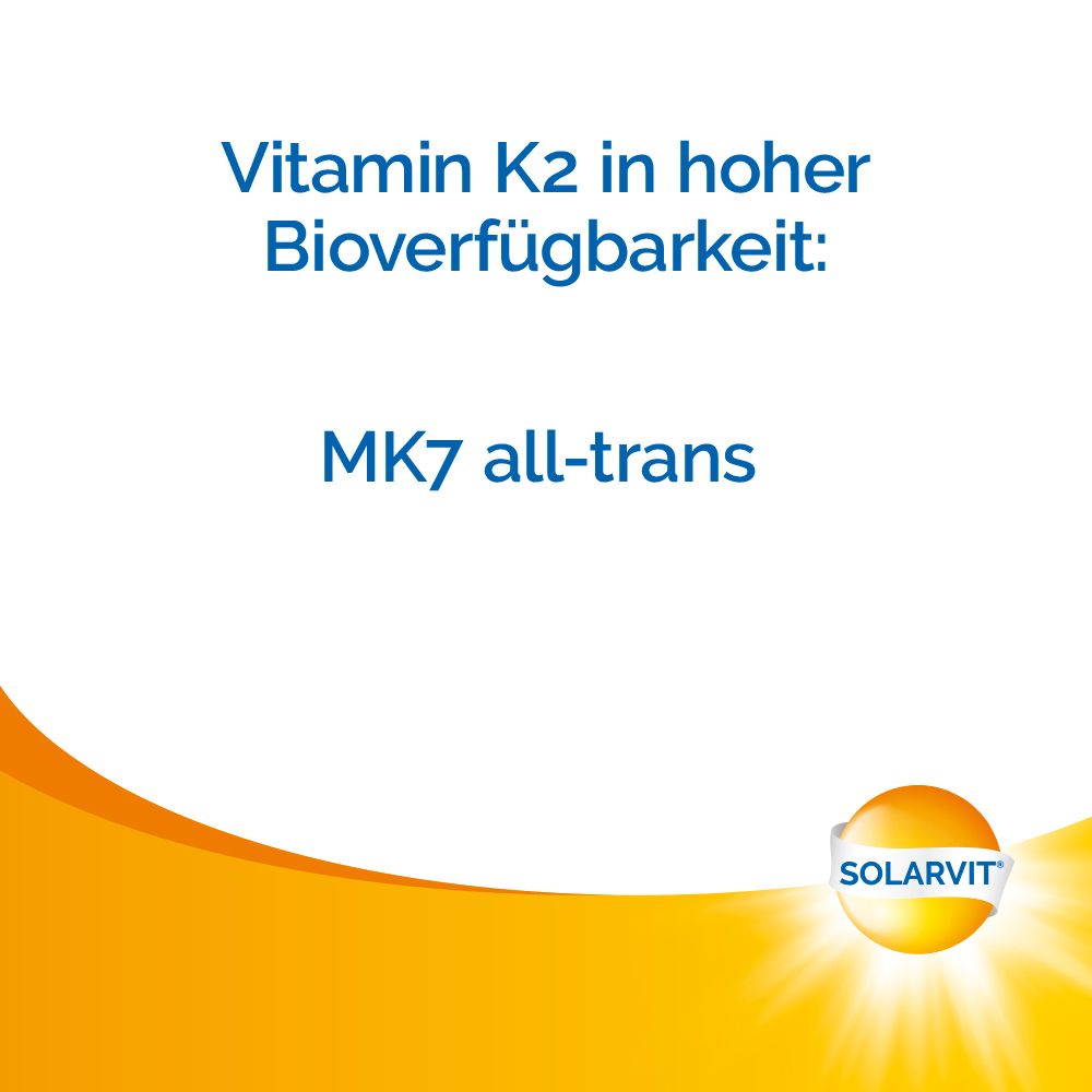 Texte : Vitamine K2 à haute biodisponibilité : MK7 all-trans. Logo Solarvit.