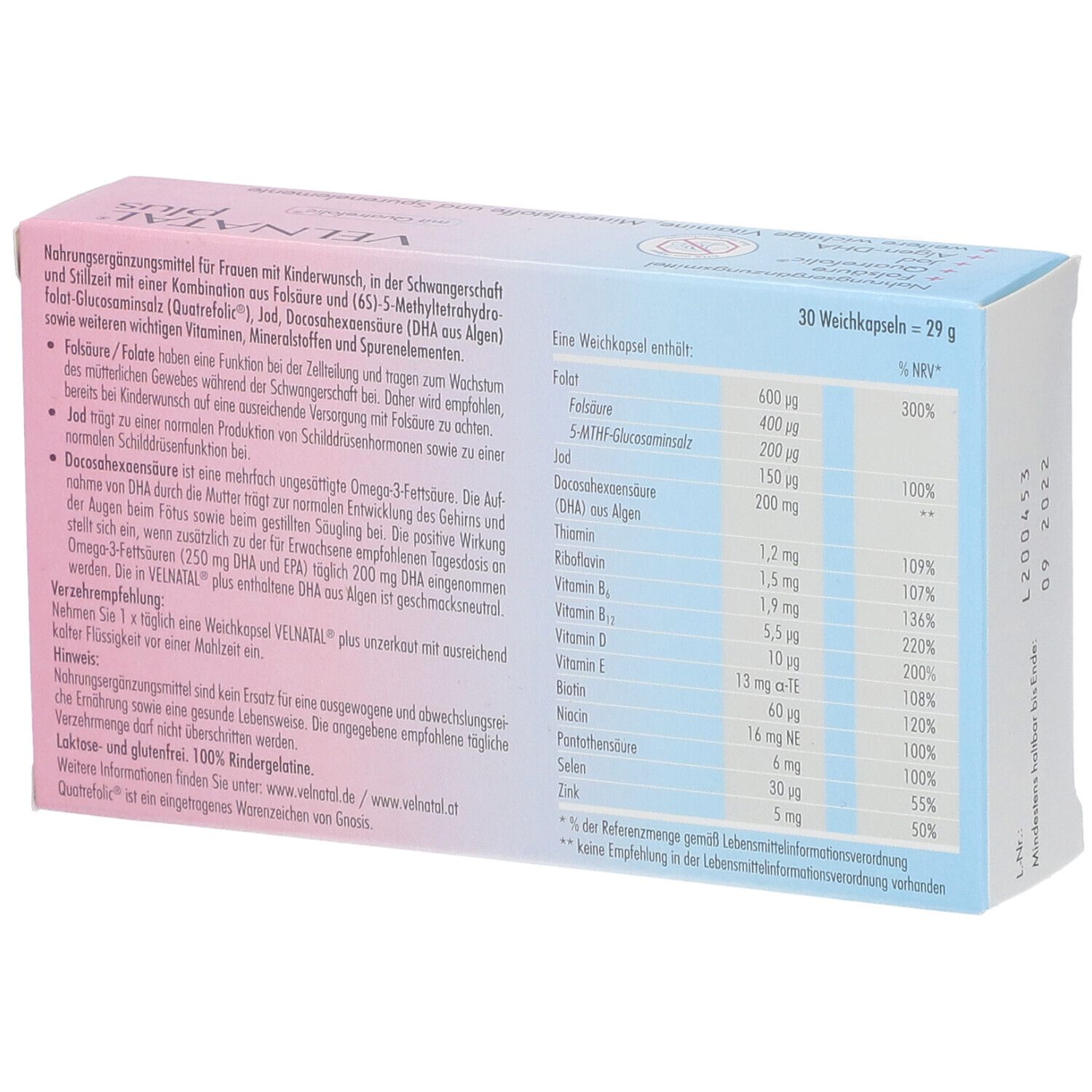 VELNATAL® plus avec Quatrefolic®