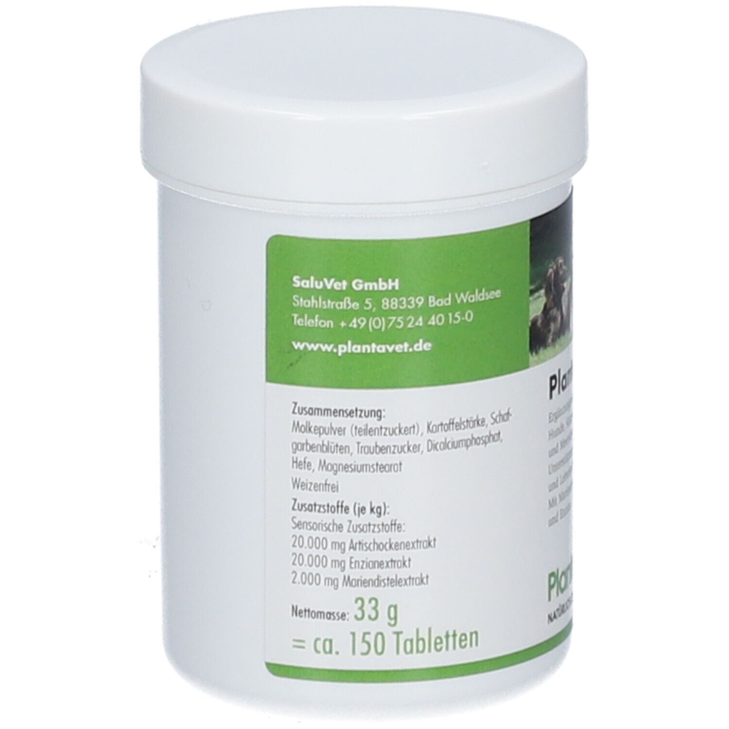 Arrière de la boîte PlantaHepar® avec composition, additifs et masse nette de 33 g.