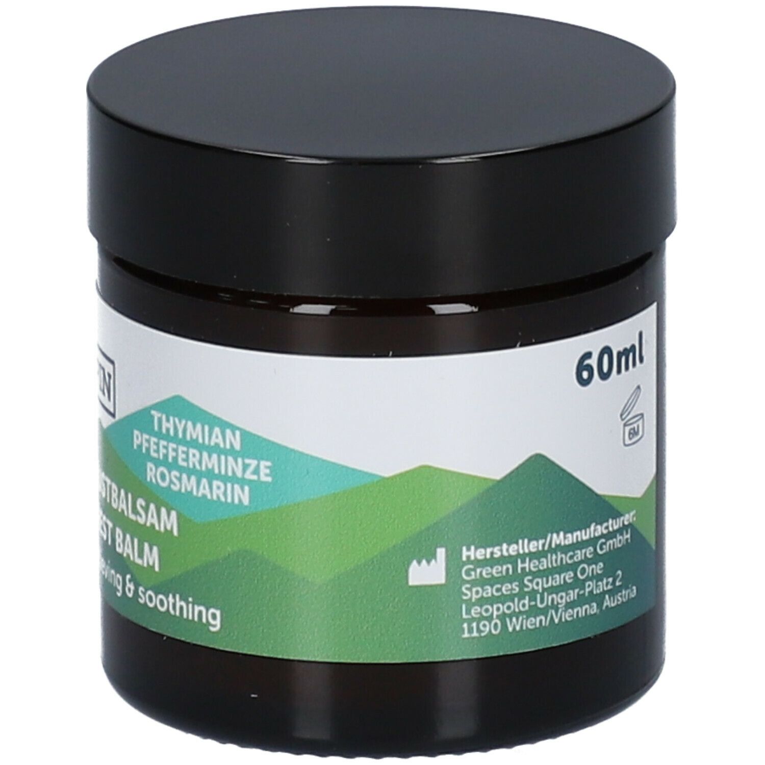 Pot brun avec couvercle noir. Étiquette avec nom du produit et ingrédients.
