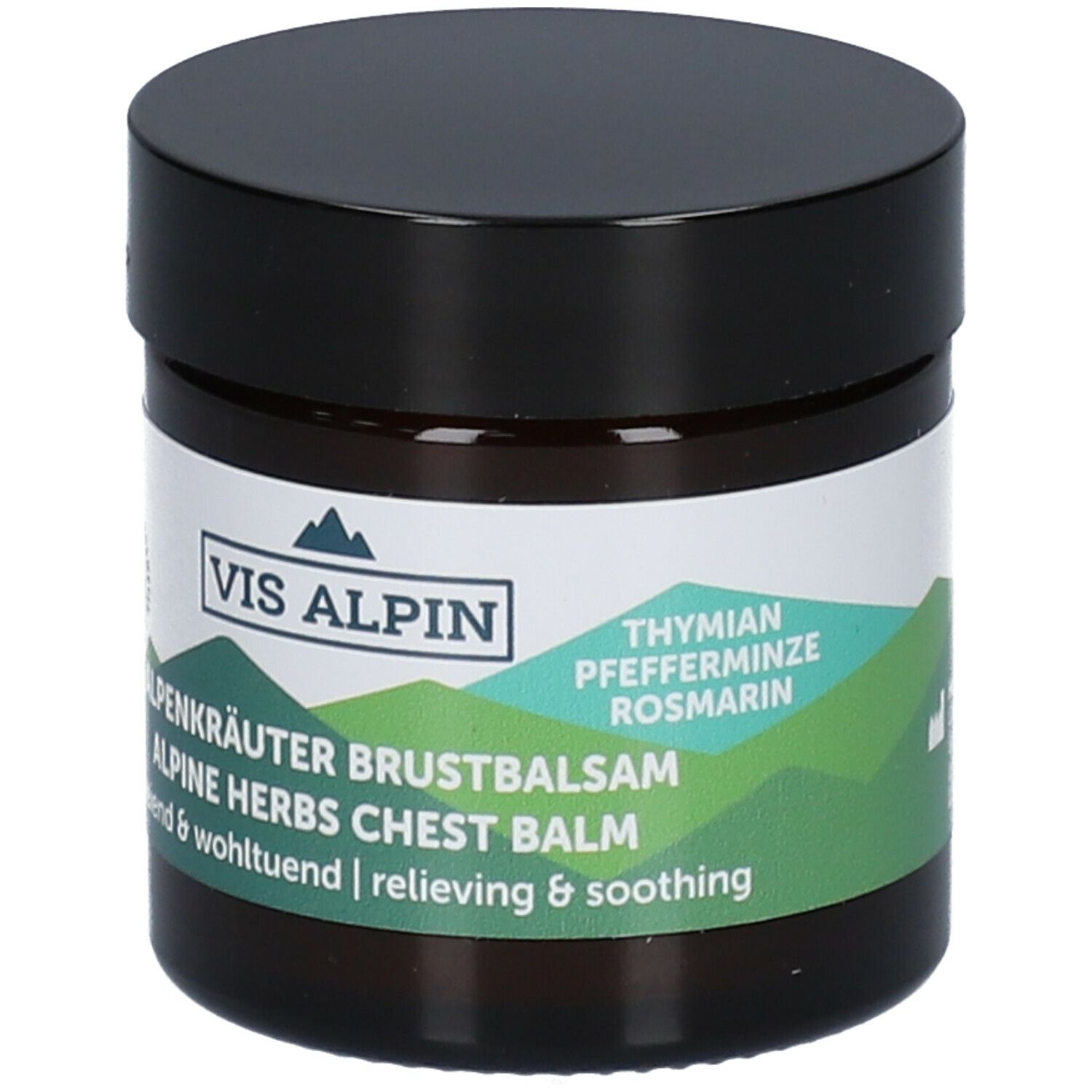 Pot brun avec couvercle noir. Étiquette avec nom du produit et logo.