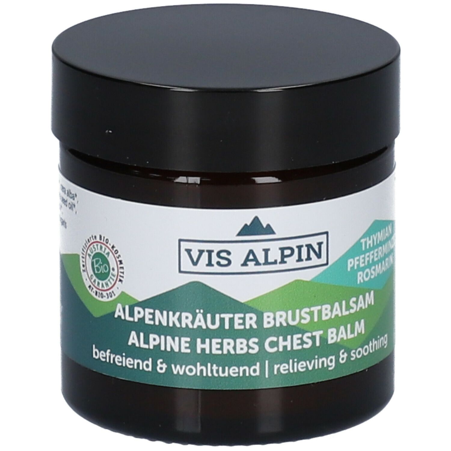 Pot brun avec couvercle noir. Étiquette avec nom du produit, logo et label bio.