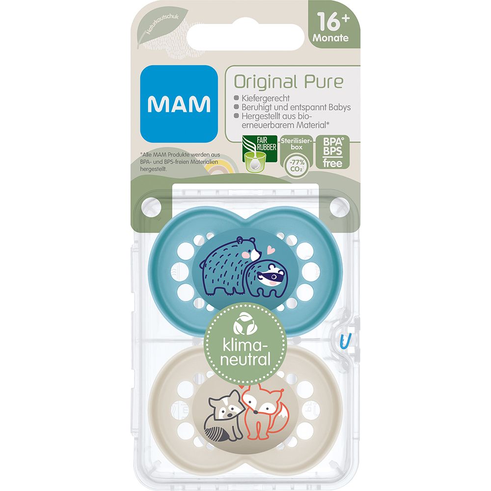 MAM Original Pure Silikonschnuller 16+ Monate (Farbe/Motiv nicht wählbar)