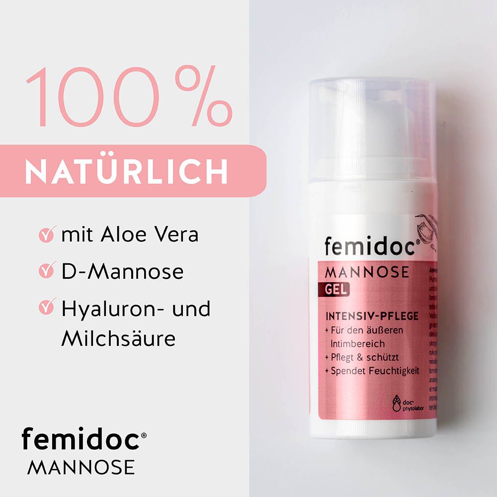 Gel femidoc® Mannose : 100% naturel avec Aloe Vera, D-Mannose, acide hyaluronique et lactique.
