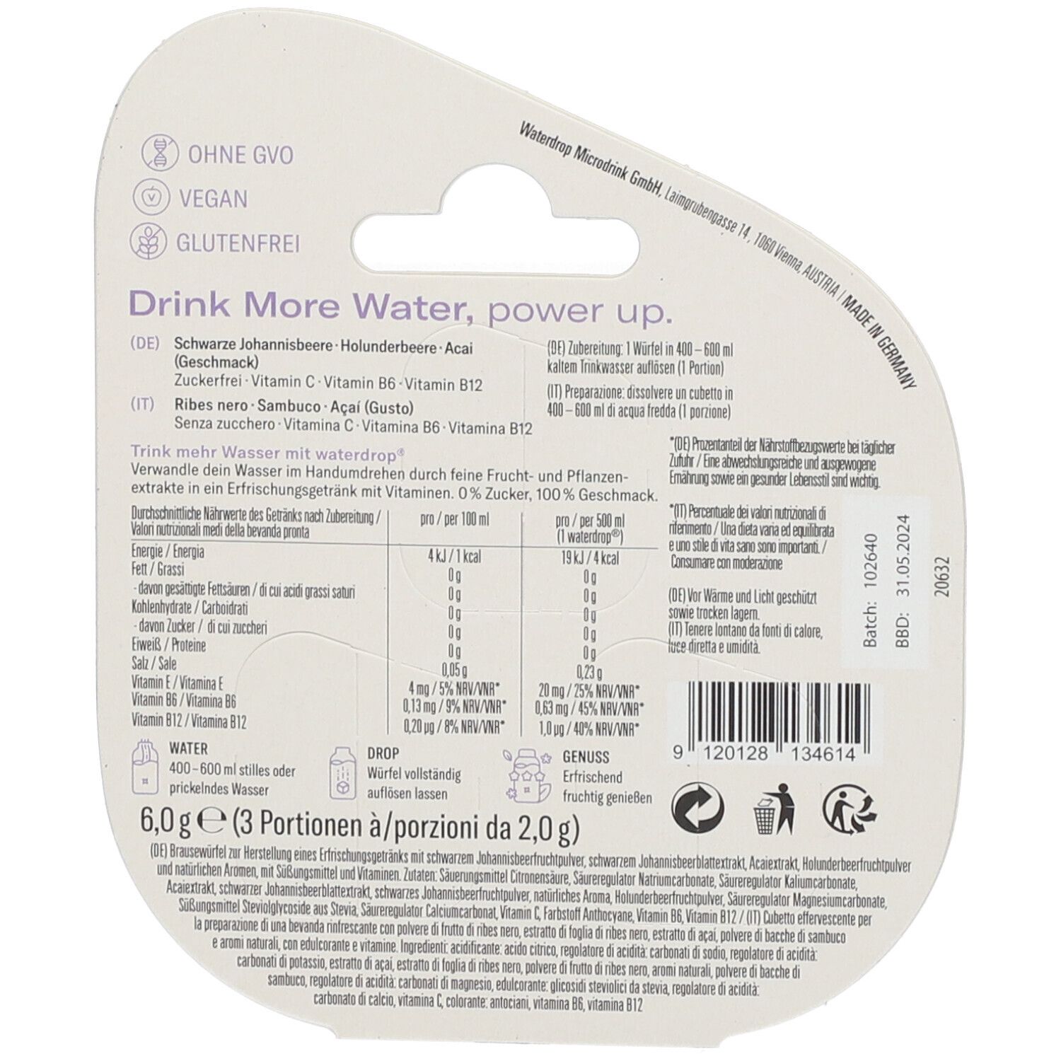waterdrop® Microdrink® Boost Schwarze Johannisbeere - Holunderbeere