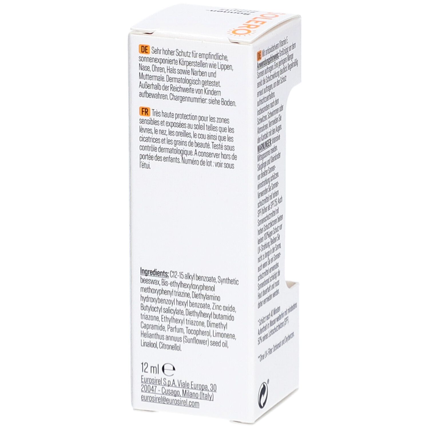 SOLERO Stick de protection solaire Outdoor Sports SPF50+