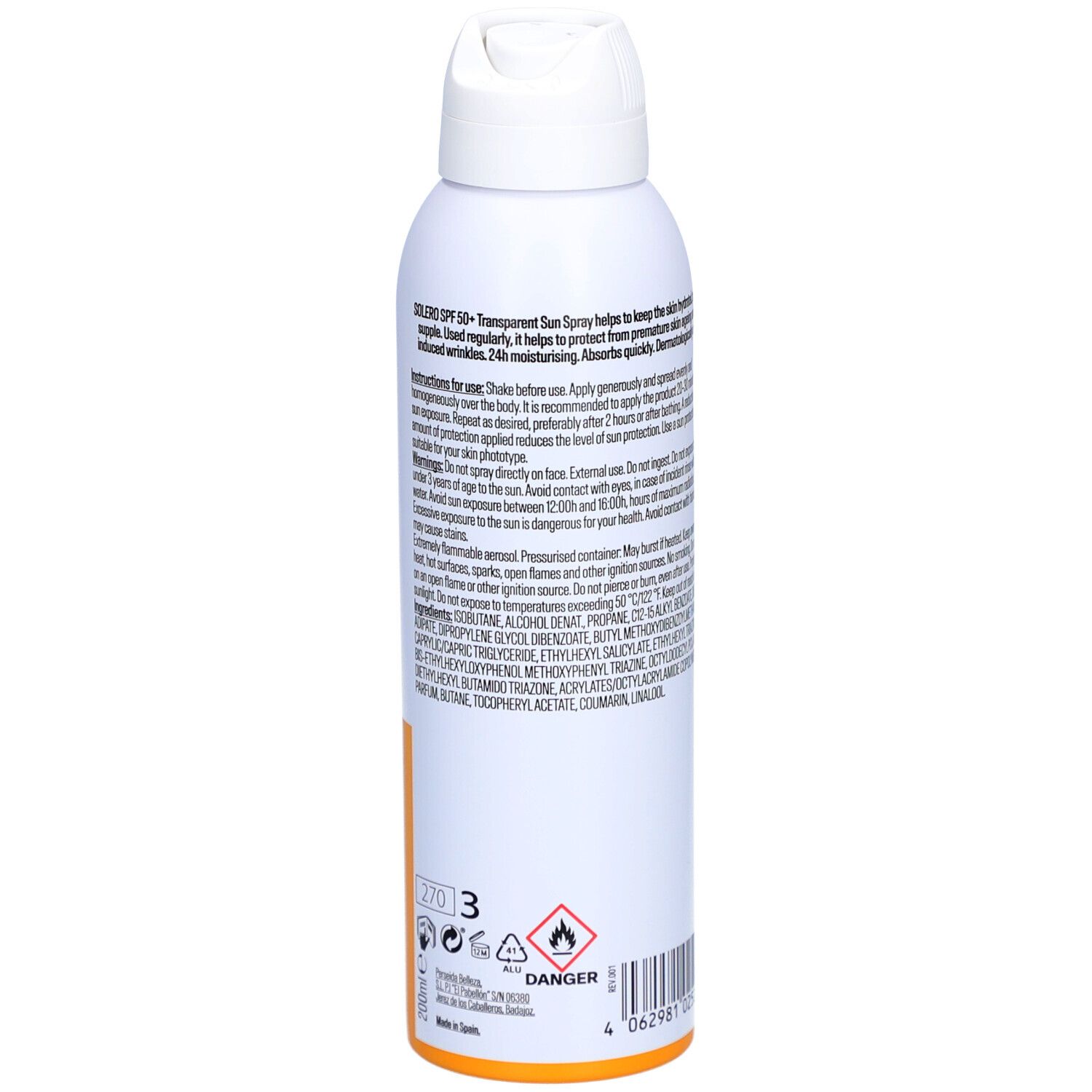 SOLERO Spray Solaire Transparent SPF 50+