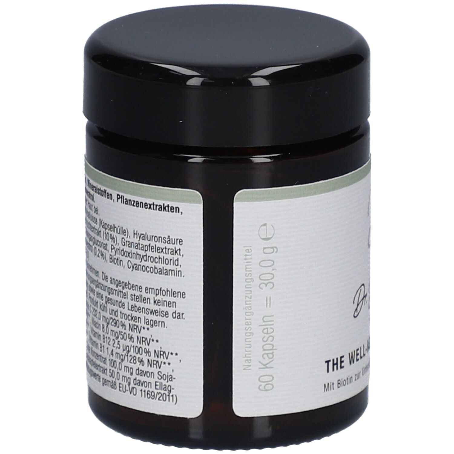 Pot brun avec couvercle noir. Inscription: Dr. Bouhon, THE WELL-AGE SKIN SUPPORT. Ingrédients au dos.