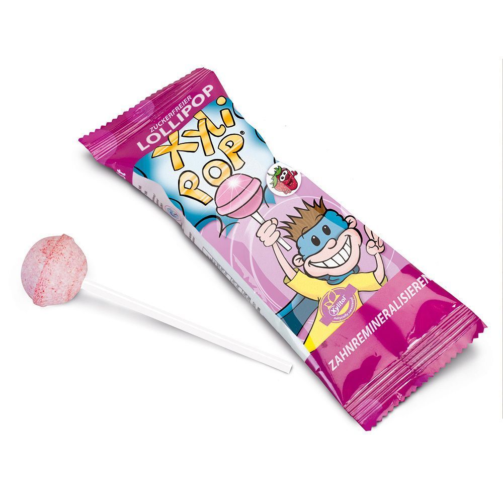 miradent XyliPOPs - Zahnpflege-Lolli Erdbeere