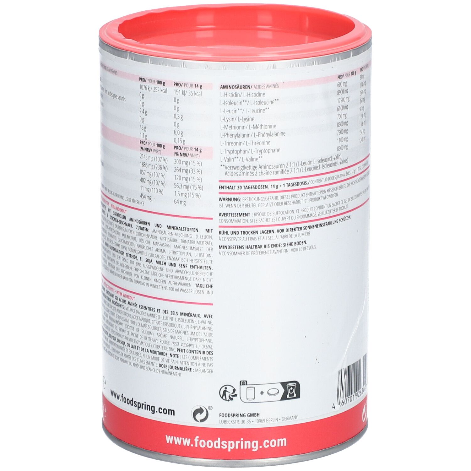 FOODSPRING® EAA Acides Aminés Essentiels Fraise & Citron