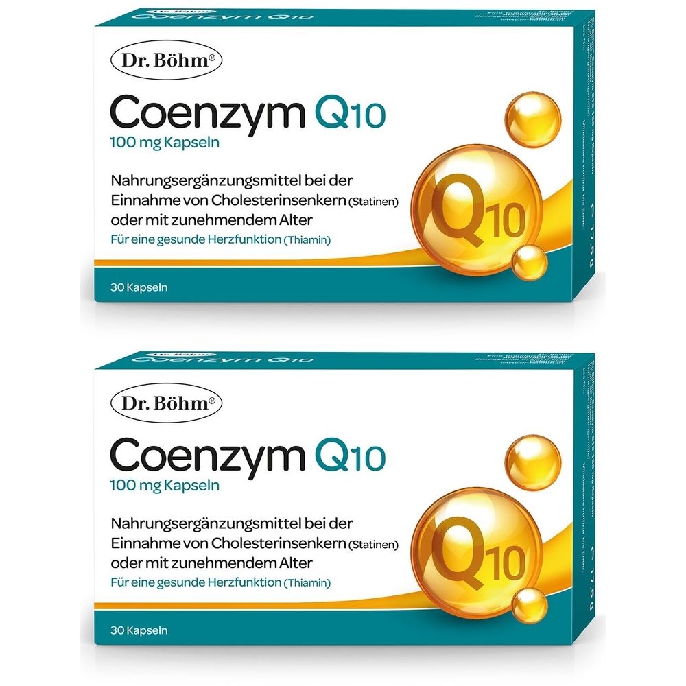 Dr. Böhm® Coenzyme Q 10 - le complément idéal aux médicaments anti-cholestérol et pour la santé cardiaque