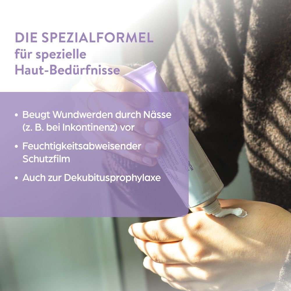 Hand mit Lasepton Creme, schützt vor Nässe und wundwerden.