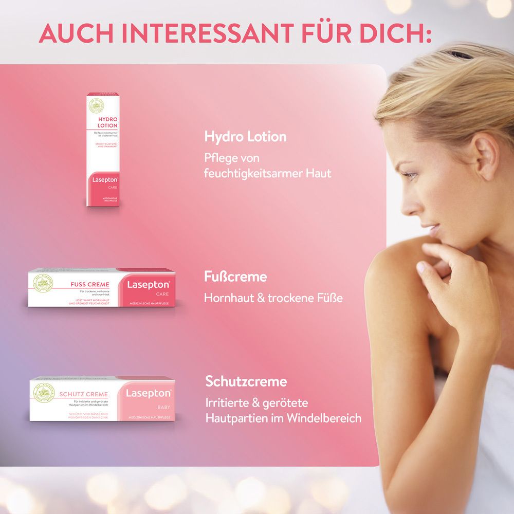 Comparaison de Lasepton® Lotion Hydro, Crème pour les pieds et Crème protectrice.