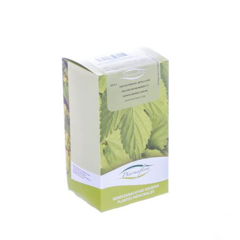 Boîte Pharmaflore en biais. Inscription: Plantes médicinales. Design vert et blanc avec des feuilles.