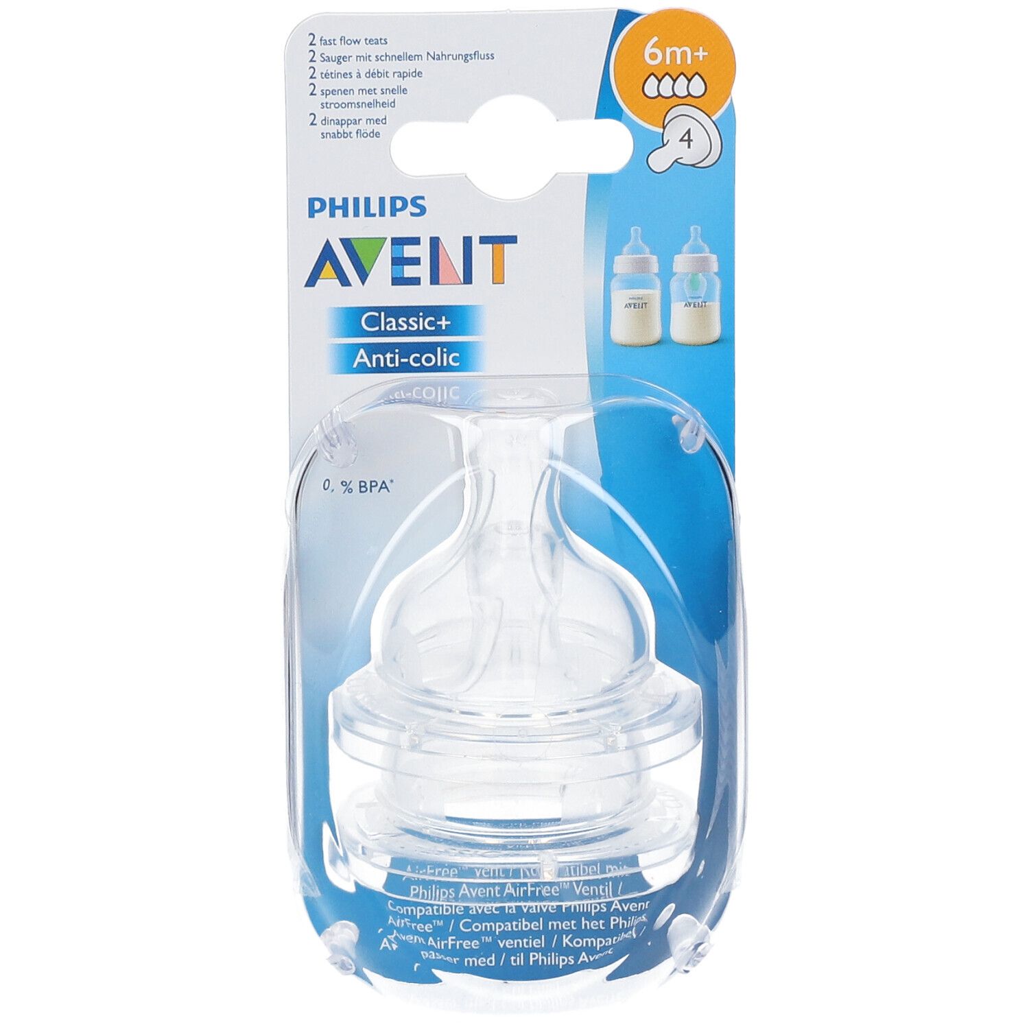 Avent Tétine Classic + debit rapide +6 mois