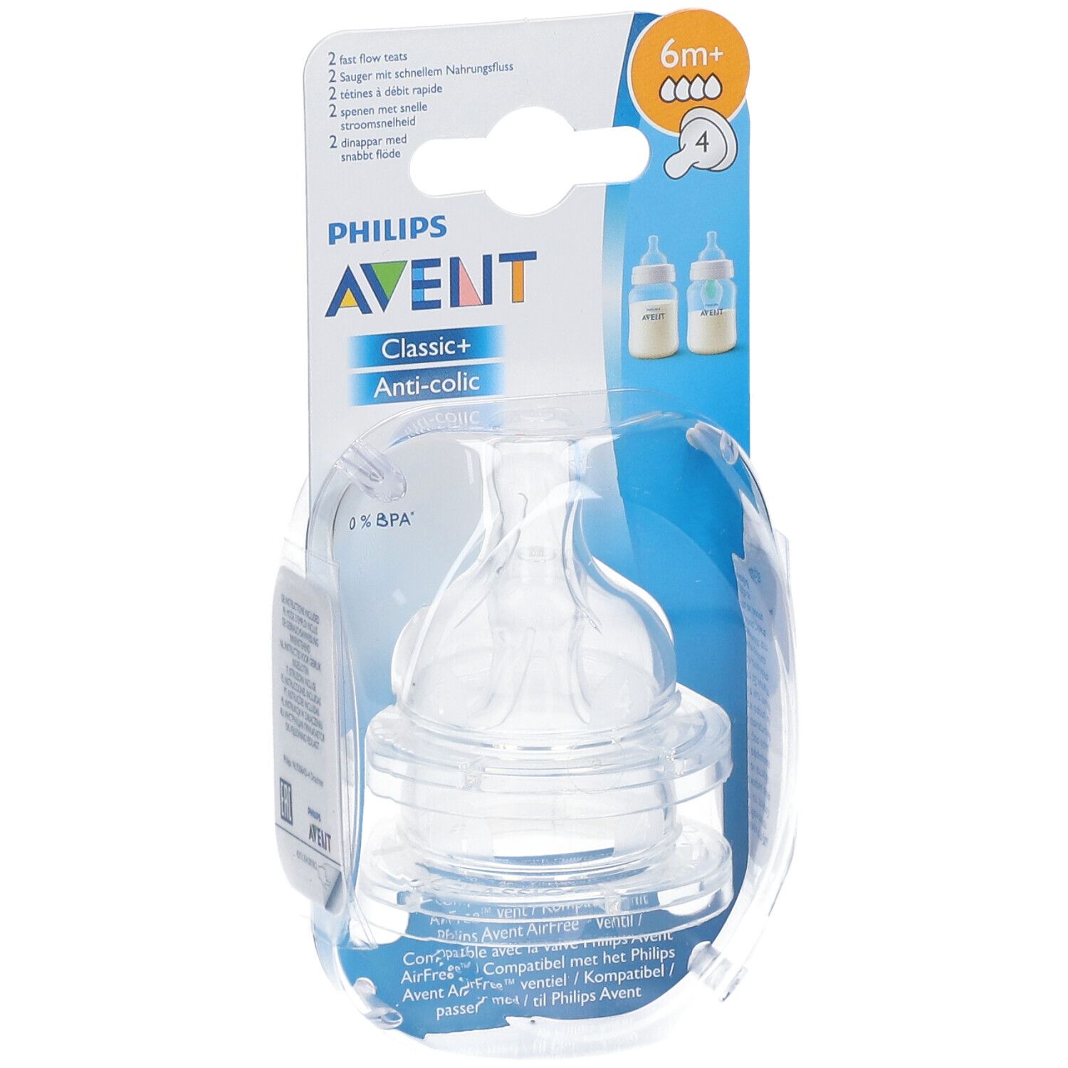 Avent Tétine Classic + debit rapide +6 mois