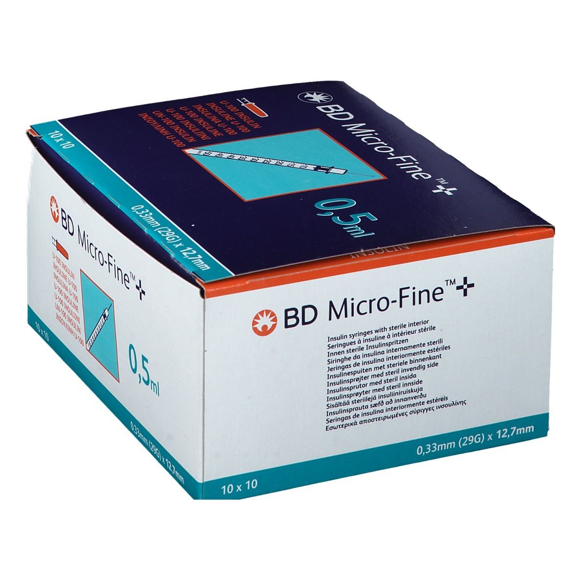 BD Micro-Fine™+ Seringues à insuline 0.5 ml + Aiguilles 0,33 mm (29G) x 12,7 mm