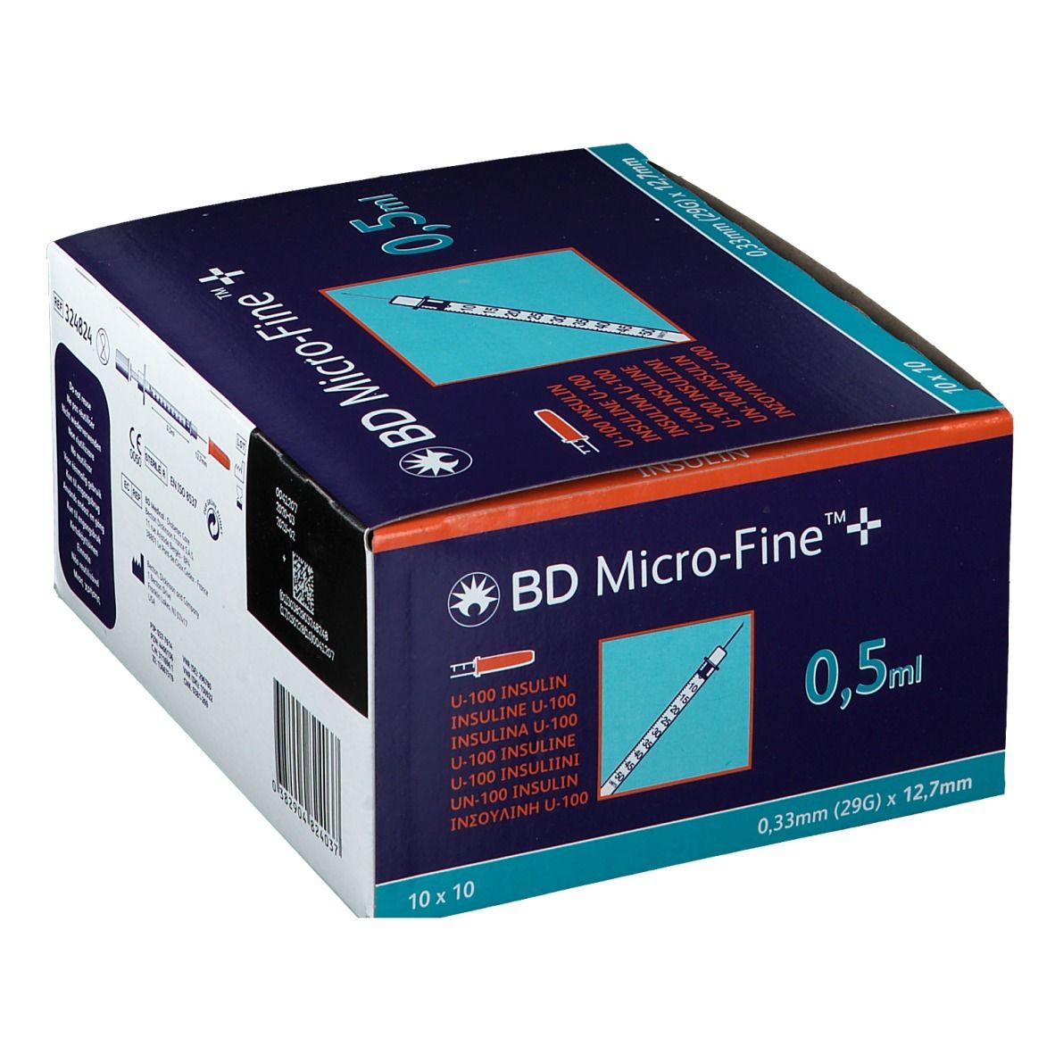 BD Micro-Fine™+ Seringues à insuline 0.5 ml + Aiguilles 0,33 mm (29G) x 12,7 mm