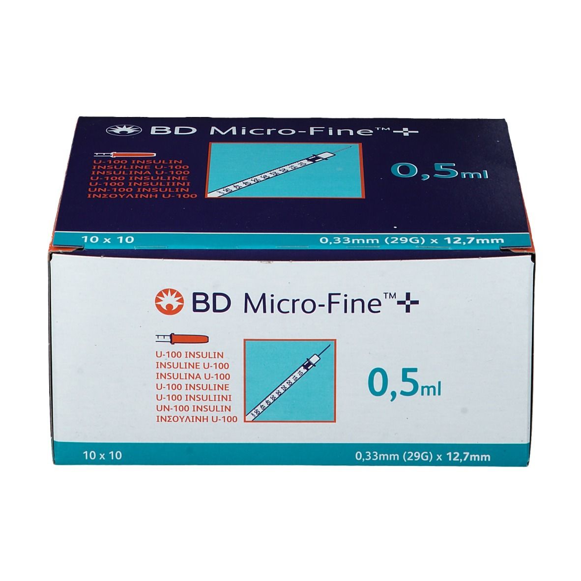 BD Micro-Fine™+ Seringues à insuline 0.5 ml + Aiguilles 0,33 mm (29G) x 12,7 mm