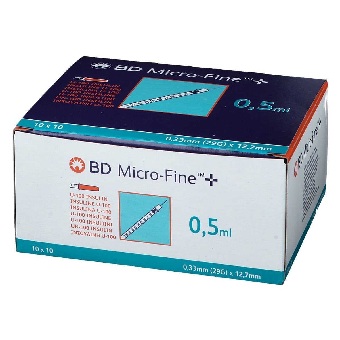 BD Micro-Fine™+ Seringues à insuline 0.5 ml + Aiguilles 0,33 mm (29G) x 12,7 mm